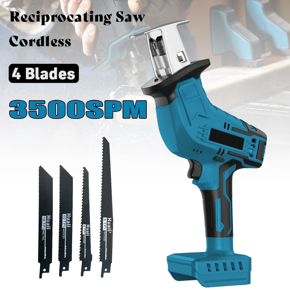 Reciprocating Saw Cordless - マキタ18Vバッテリー用コードレスレシプロソー、4枚の鋸刃キット、木材・金属・PVC用切断工具（バッテリーは含まれていません）