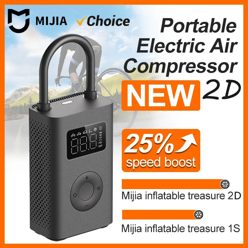Xiaomi Power Tools - オリジナルMIJIAエアポンプ2D 25%スピードブーストミニポータブル電動エアコンプレッサー宝物150PSI Type-C LEDマルチツールインフレータ