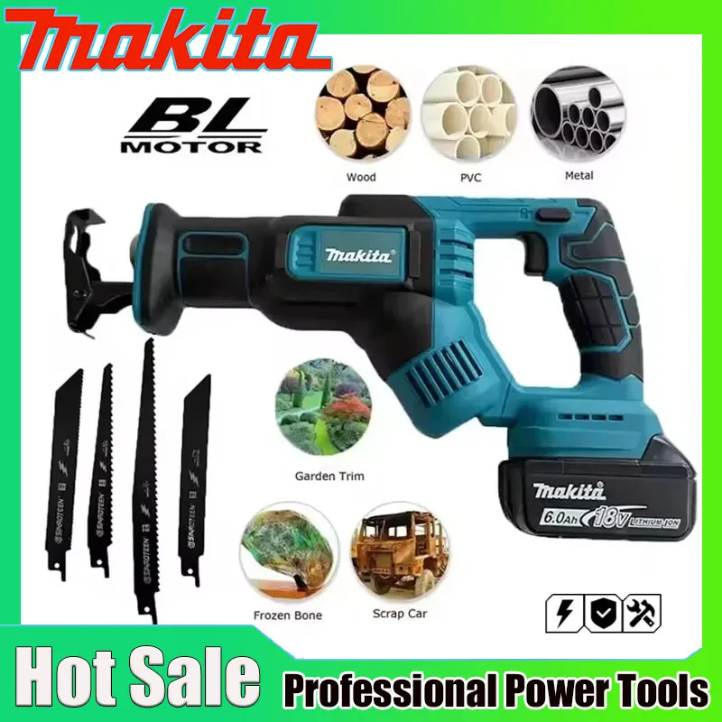 Reciprocating Saw Cordless - マキタ コードレスレシプロソー 木材/金属切断用電動ノコギリ 4枚刃付き (バッテリーなし)