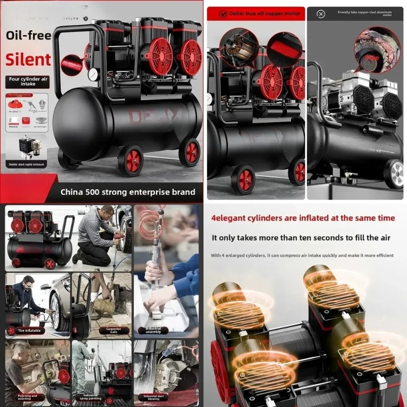 Air Compressor Mini - 220V ポータブルサイレントオイルフリー小型産業用エアコンプレッサーエアポンプミニ静音DIYワークショップ家庭用