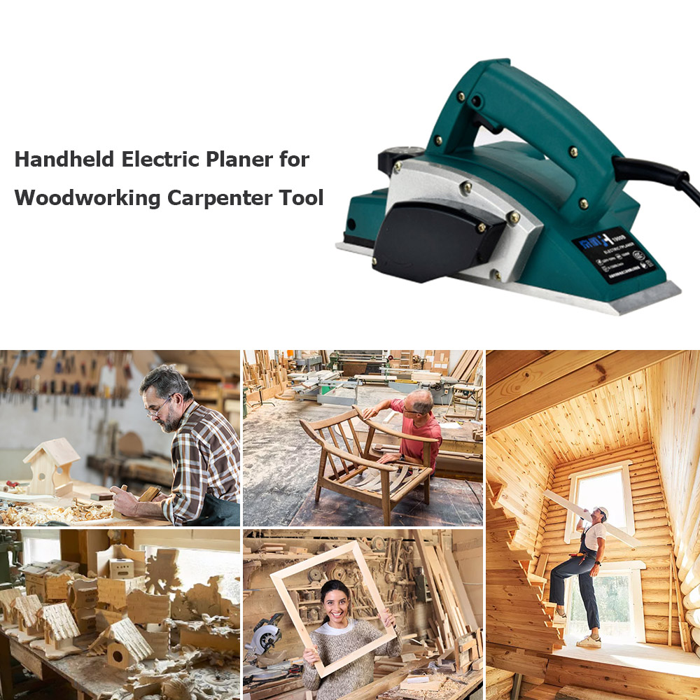 Planer Handheld Electric - ハンドヘルド電動かんな多機能木工かんな面取りかんな調整可能な切削深さ付き大工用電動工具