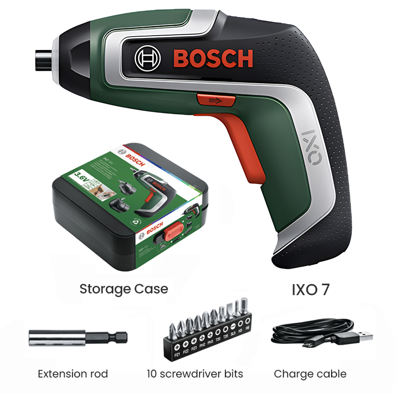 Power Tools Portable - ボッシュ IXO 7 コードレスドライバー、3.6V USB充電式ミニ電動ドライバー、5.5Nmの携帯型電動工具。家庭でのDIYに最適。