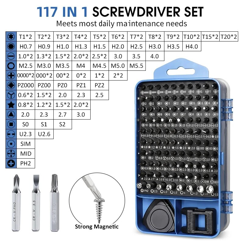 115/117 in 1 精密ドライバーセット磁気トルクス六 - Xiaomi Power Tools のレビューと価格