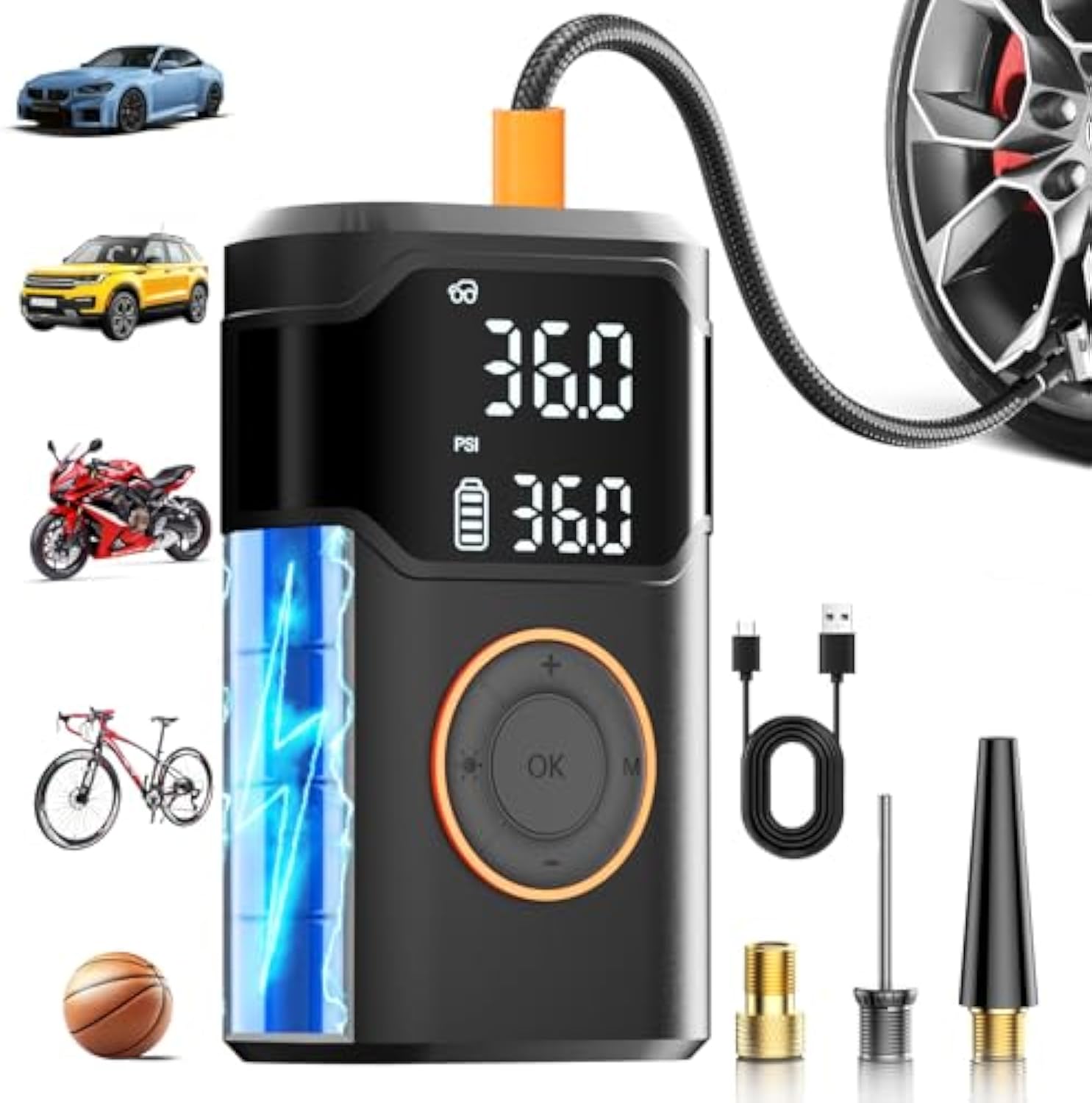 自動充電式電動ミニデジタルワイヤレスポータブルコードレスタイ - Air Compressor Mini のレビューと価格
