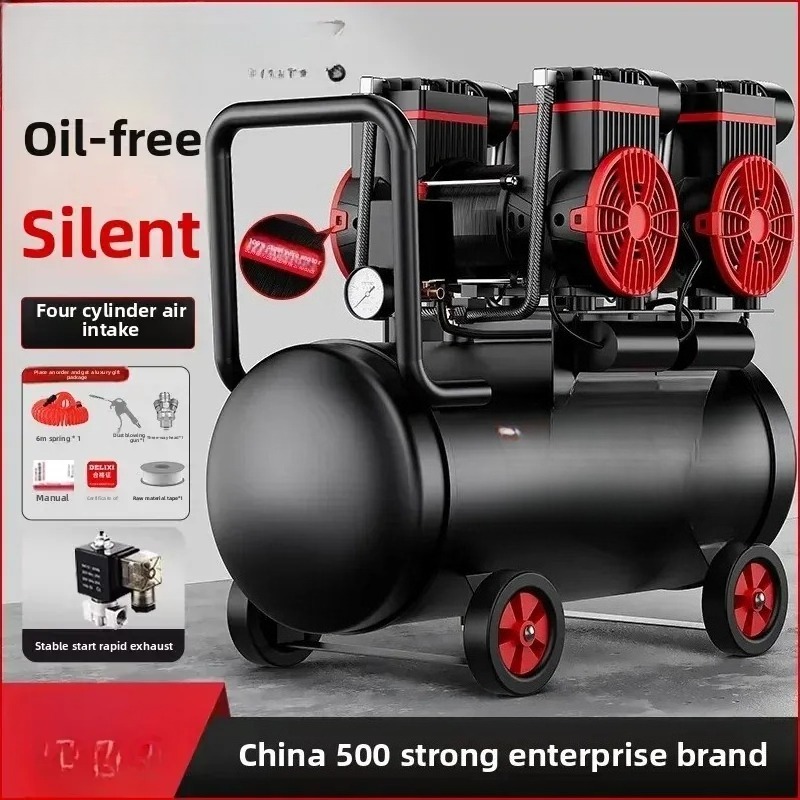 220V ポータブルサイレントオイルフリー小型産業用エアコン - Air Compressor Mini のレビューと価格