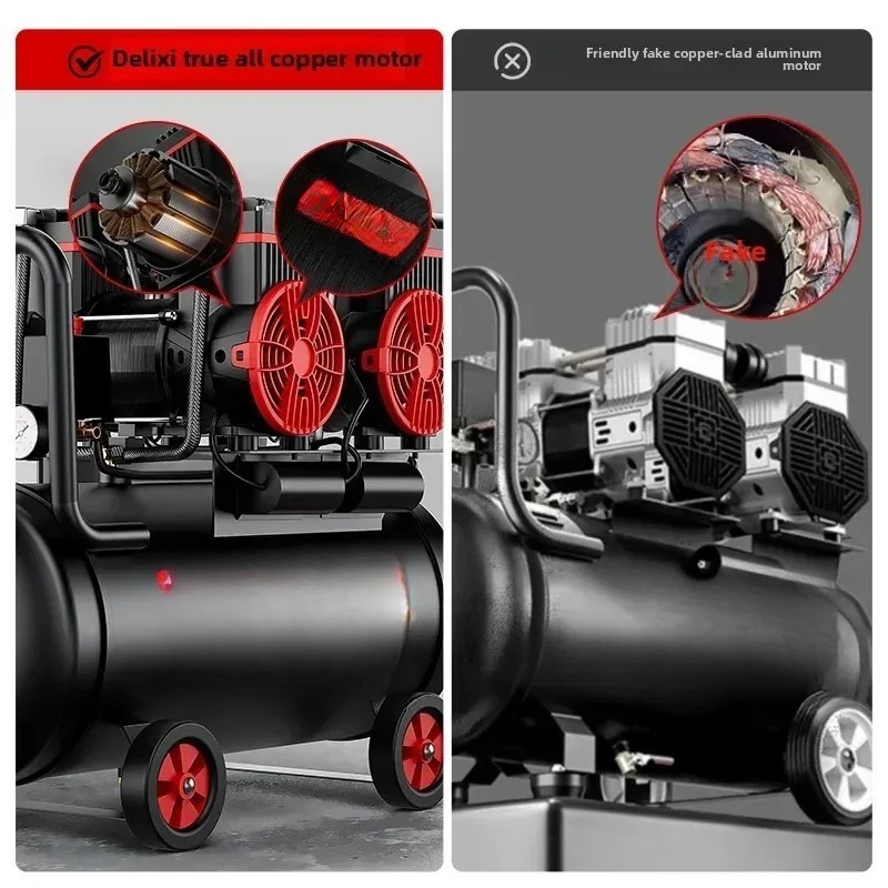 220V ポータブルサイレントオイルフリー小型産業用エアコン - Air Compressor Mini のレビューと価格