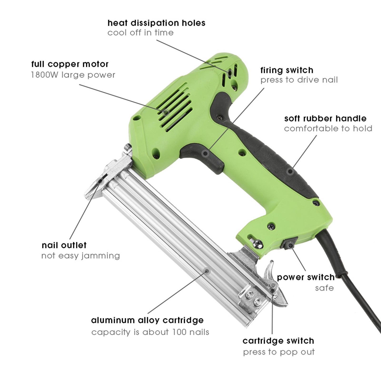 電動釘打ち機 人間工学に基づいたソフトグリップ 多機能コード - Nail Gun Brad のレビューと価格